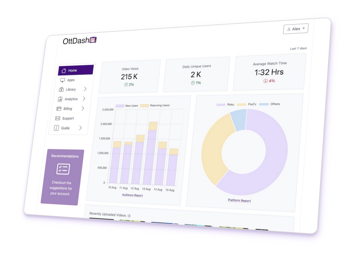 OTTdash Dashboard - Manage Your Streaming Apps